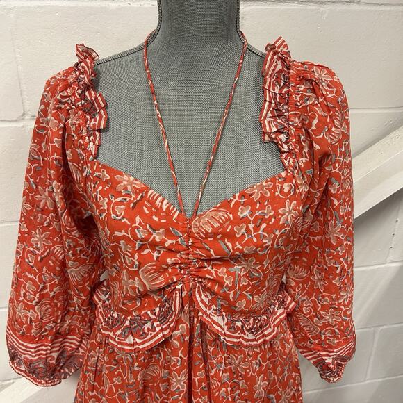 CLEOBELLA Celia Midi Organic Cotton Dress Fan Block Print Woman’s Size M NEW NWT - Picture 2 of 16